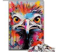 Rompecabezas de 1000 Piezas para Adultos con Grafiti de Avestruz, Hecho de Madera, un Gran Regalo para la diversión Familiar de 50x75cm para Vacaciones, cumpleaños y Noches de Juegos en Familia