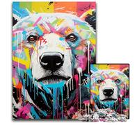 Rompecabezas de 1000 Piezas para Adultos con Grafiti de Oso Polar, Ideal para Relajarse, decoración del hogar, 50x75cm/19,68x29,52 Pulgadas.