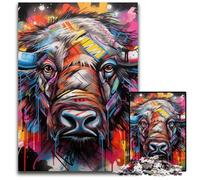 Rompecabezas de 1000 Piezas para Adultos, con grafitis de búfalo, Rompecabezas de Alta dificultad para Adolescentes, 50x75cm/19,68x29,52 Pulgadas.