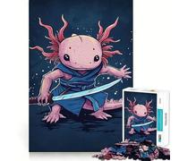 Rompecabezas de 1000 Piezas para Adultos con ilustración de ajolote Guerrero samurái Juego de Alta precisión Juego de concentración Regalo Ideal para divertirse en Navidad Arte Decorativo (50x75cm)