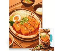 Rompecabezas de 1000 Piezas para Adultos con ilustración de Comida Japonesa Tonkatsu Diversión para ejercitar la Mente Juego Casual para divertirse en cumpleaños (38x26cm)