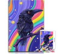 Rompecabezas de 1000 Piezas para Adultos con ilustración de Cuervo Colorido en una ramaJuego de Aprendizaje de Pensamiento estratégicoRegalo Ideal para Cualquier eventoTamaño 38x26cm