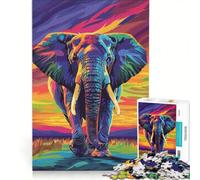 Rompecabezas de 1000 Piezas para Adultos con ilustración de Elefante Colorido, Juegos relajantes, interacción Entre Padres e Hijos, Regalo de cumpleaños, Regalos de Viaje 50x75cm
