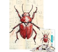 Rompecabezas de 1000 Piezas para Adultos con ilustración de Escarabajo Rojo Rompecabezas para Adultos para Relajarse Un Juego de Arte difícil y desafiante (tamaño 38x26cm)