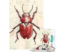 Rompecabezas de 1000 Piezas para Adultos con ilustración de Escarabajo Rojo Rompecabezas para Adultos para Relajarse Un Juego de Arte difícil y desafiante (tamaño 38x52cm)