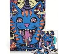 Rompecabezas de 1000 Piezas para Adultos con ilustración de Gato psicodélico y Elementos de Alicia Juegos educativos decoración para el hogar colección de Artistas Bellas Artes 50x75cm