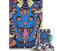 Rompecabezas de 1000 Piezas para Adultos con ilustración de Gato psicodélico y Elementos de Alicia Juegos educativos decoración para el hogar colección de Artistas Bellas Artes 38x52cm