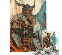 Rompecabezas de 1000 Piezas para Adultos con ilustración de Guerrero Vikingo Rompecabezas Relajante para Adultos Juegos de análisis y lógica difícil y desafiante (tamaño 50x75cm)