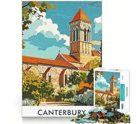 Rompecabezas de 1000 Piezas para Adultos con ilustración de la Catedral de Canterbury Juguete Decorativo de construcción con diseño de Encaje Juego de la Paz Regalo de cumpleaños (50x75cm)