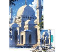 Rompecabezas de 1000 Piezas para Adultos con ilustración de la Mezquita Blanca Juguetes adictivos para Cultivar la Paciencia Juego práctico Decoración para el hogar Regalos de cumpleaños (50x75cm)