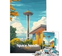 Rompecabezas de 1000 Piezas para Adultos con ilustración de la Space Needle Ideal para cumpleaños Navidad Actividades Familiares y como Juguete de Bricolaje para Mayores de 14 años 38x26cm