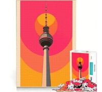 Rompecabezas de 1000 Piezas para Adultos con ilustración de la Torre de Televisión de Berlín, Juguete Educativo, Mejora la Memoria, cumpleaños y Navidad 38x52cm