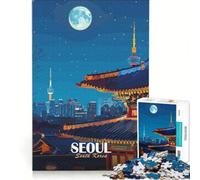 Rompecabezas de 1000 Piezas para Adultos con ilustración de Paisaje Nocturno de Seúl Corea del Sur Ideal para Relajarse interactuar con los Padres o los Hijos como Regalo de cumpleaños o para Llevar