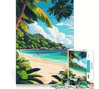 Rompecabezas de 1000 Piezas para Adultos con ilustración de paraíso Tropical en la Playa Ideal para ejercitar la Mente, divertirse y Pasar un Buen rato Navidad (50x75cm)