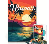 Rompecabezas de 1000 Piezas para Adultos con ilustración de Puesta de Sol en Hawái,Juego de Bordes Afilados,Juego de Habilidad Mental,Divertido y Tranquilo, (38x52cm)