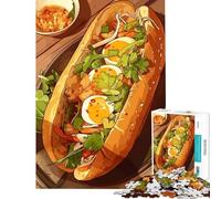 Rompecabezas de 1000 Piezas para Adultos con ilustración de sándwich Banh Mi desafío para la Inteligencia Cerebral Juguetes adictivos Juegos Divertidos para Toda la Familia Regalo artístico (38x52cm)