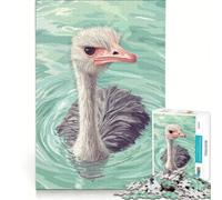 Rompecabezas de 1000 Piezas para Adultos con ilustración de un Avestruz Nadando en el Agua Juego Familiar Divertido y con Humor Regalo Ideal para Navidad o cumpleaños 38x52cm