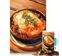 Rompecabezas de 1000 Piezas para Adultos con ilustración de un Delicioso Plato de lasaña Juego de ingenio y diversión para ejercitar la Mente Regalo Ideal para Navidad (38x52cm)