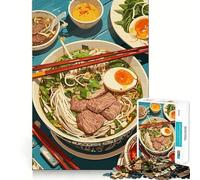 Rompecabezas de 1000 Piezas para Adultos con ilustración de un Delicioso tazón de Pho vietnamita Diseño de Bordes Rompecabezas para ejercitar la Mente Regalo para Jugar de Forma