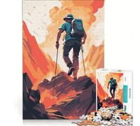 Rompecabezas de 1000 Piezas para Adultos con ilustración de un Excursionista en la Cima de una montaña Juego Imposible antiestrés cumpleaños y Navidad 38x26cm