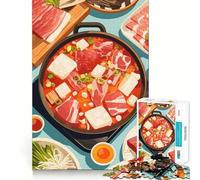 Rompecabezas de 1000 Piezas para Adultos con ilustración de un festín Coreano de Olla Caliente Arte de Corte nítido Un desafío Inteligente Un Juego para Pasar el Tiempo Decoración para la Pared