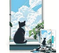 Rompecabezas de 1000 Piezas para Adultos con ilustración de un Gato Mirando por la Ventana Juguete Decorativo de construcción,Ideal para concentrarse y Jugar Regalo de cumpleaños (38x26cm)