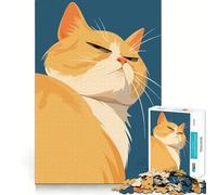 Rompecabezas de 1000 Piezas para Adultos con ilustración de un Gato Naranja Muy crítico y Adorable Rompecabezas Regalo para Jugar en un Ambiente Relajado o para Celebrar un cumpleaños