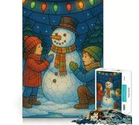 Rompecabezas de 1000 Piezas para Adultos con ilustración de un muñeco de Nieve Construido por niños Corte Juego para concentrarse Regalo para Jugar tranquilamente Regalo o para Aficionados