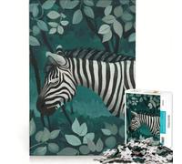 Rompecabezas de 1000 Piezas para Adultos con ilustración de una Cebra en un Bosque Turquesa Juguetes para armar interacción Entre Padres e Hijos para Fortalecer el Amor en Pareja 38x26cm
