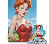 Rompecabezas de 1000 Piezas para Adultos con ilustración de una Chica Pin-up Pelirroja Juego de ingenio Decoración para el hogar cumpleaños y Navidad 38x52cm