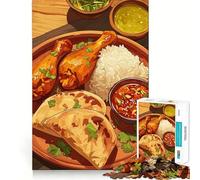 Rompecabezas de 1000 Piezas para Adultos con ilustración de una Deliciosa Comida de Pollo y arroz Juego Divertido para ejercitar la Mente Juego Casual para divertirse en cumpleaños (38x52cm)
