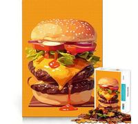 Rompecabezas de 1000 Piezas para Adultos con ilustración de una Deliciosa Hamburguesa Doble con Queso Bordes Bien definidos Actividad Mental Divertida y fácil Regalo Ideal para cumpleaños