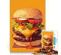 Rompecabezas de 1000 Piezas para Adultos con ilustración de una Deliciosa Hamburguesa Doble con Queso,Corte Suave,Arte,Actividad Mental Inteligente,Tiempo Libre,diversión,decoración navideña,Regalo