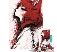 Rompecabezas de 1000 Piezas para Adultos con ilustración de una Zorra roja Estilo Anime Diversión para Hacer en casa Juego de ingenio y Velocidad para Personas Mayores de 14 años (38x52cm)