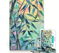 Rompecabezas de 1000 Piezas para Adultos con ilustración de vidrieras de bambú,Arte de Corte preciso,Juguete Creativo,Juego para el Tiempo Libre, Relajante (38x26cm)