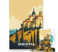 Rompecabezas de 1000 Piezas para Adultos con ilustración del Castillo de Segovia Piezas de Corte Limpio Juego de Habilidad Mental Momento de relajación Diversión Escena navideña Arte (50x75cm)