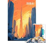 Rompecabezas de 1000 Piezas para Adultos con ilustración del Horizonte de Dubái Juego práctico y Educativo Regalo de cumpleaños (Tamaño 75x50cm)