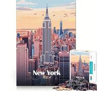 Rompecabezas de 1000 Piezas para Adultos con ilustración del Horizonte de la Ciudad de Nueva York Juego de lógica con Bordes precisos Un Momento de diversión y Tranquilidad Regalo para el Tiempo