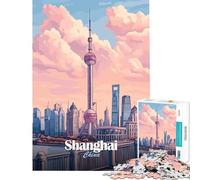 Rompecabezas de 1000 Piezas para Adultos con ilustración del Horizonte de Shanghái Juguete Intelectual Educativo Divertido y con Humor Regalo de cumpleaños tamaño 38x26cm
