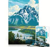 Rompecabezas de 1000 Piezas para Adultos con ilustración del Parque Nacional Grand Teton para divertirse,un desafío Inteligente y un Juego Tranquilo cumpleaños y para Aficionados