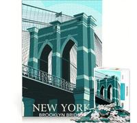 Rompecabezas de 1000 Piezas para Adultos con ilustración del Puente de Brooklyn en Nueva York Juego Familiar, Ideal para divertirse en casa, Regalo de cumpleaños o Cualquier Otra ocasión 50x75cm