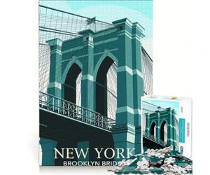 Rompecabezas de 1000 Piezas para Adultos con ilustración del Puente de Brooklyn en Nueva York Juego Familiar, Ideal para divertirse en casa, Regalo de cumpleaños o Cualquier Otra ocasión 50x75cm