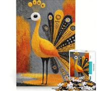 Rompecabezas de 1000 Piezas para Adultos con ilustración estilizada de un Pavo Real sobre Fondo Abstracto Juego práctico antiestrés cumpleaños y Navidad 50x75cm