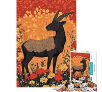 Rompecabezas de 1000 Piezas para Adultos con ilustración Floral de Cabra Juegos relajantes para Adultos Que mejoran la Memoria Regalos de cumpleaños y únicos (tamaño 38x26cm)