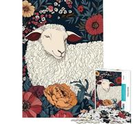 Rompecabezas de 1000 Piezas para Adultos con ilustración Floral de ovejas Rompecabezas para Adolescentes Juego práctico para Mejorar la Memoria Regalo Ideal para Amigos y Familiares (tamaño 38x52cm)
