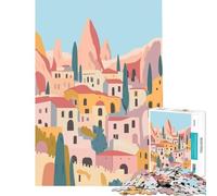 Rompecabezas de 1000 Piezas para Adultos con ilustración Minimalista de un Pueblo de Turquía en Tonos Pastel Juegos relajantes Que desafían la Inteligencia Juguetes adictivos Regalos de cumpleaños