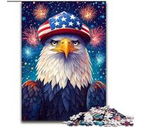Rompecabezas de 1000 Piezas para Adultos con la Bandera Estadounidense y el águila, Rompecabezas Imposible para Adultos, 26x38cm, Fiestas, Obra de Arte para Hacer tú Mismo