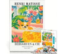 Rompecabezas de 1000 Piezas para Adultos con la Imagen de Henri Matisse Perro en la bañera Juego Imposible antiestrés cumpleaños y Navidad 38x26cm