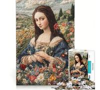 Rompecabezas de 1000 Piezas para Adultos con la Mona Lisa Bordada, Juegos Familiares, ejercita tu Mente y Tus Manos, Toda la Familia 38x26cm