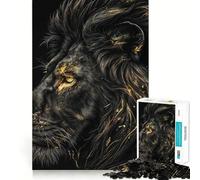 Rompecabezas de 1000 Piezas para Adultos con Leones Negros y Dorados,diseño de Bordes, Ideal para desarrollar Habilidades cognitivas,como Regalo o Simplemente para divertirse en un cumpleaños